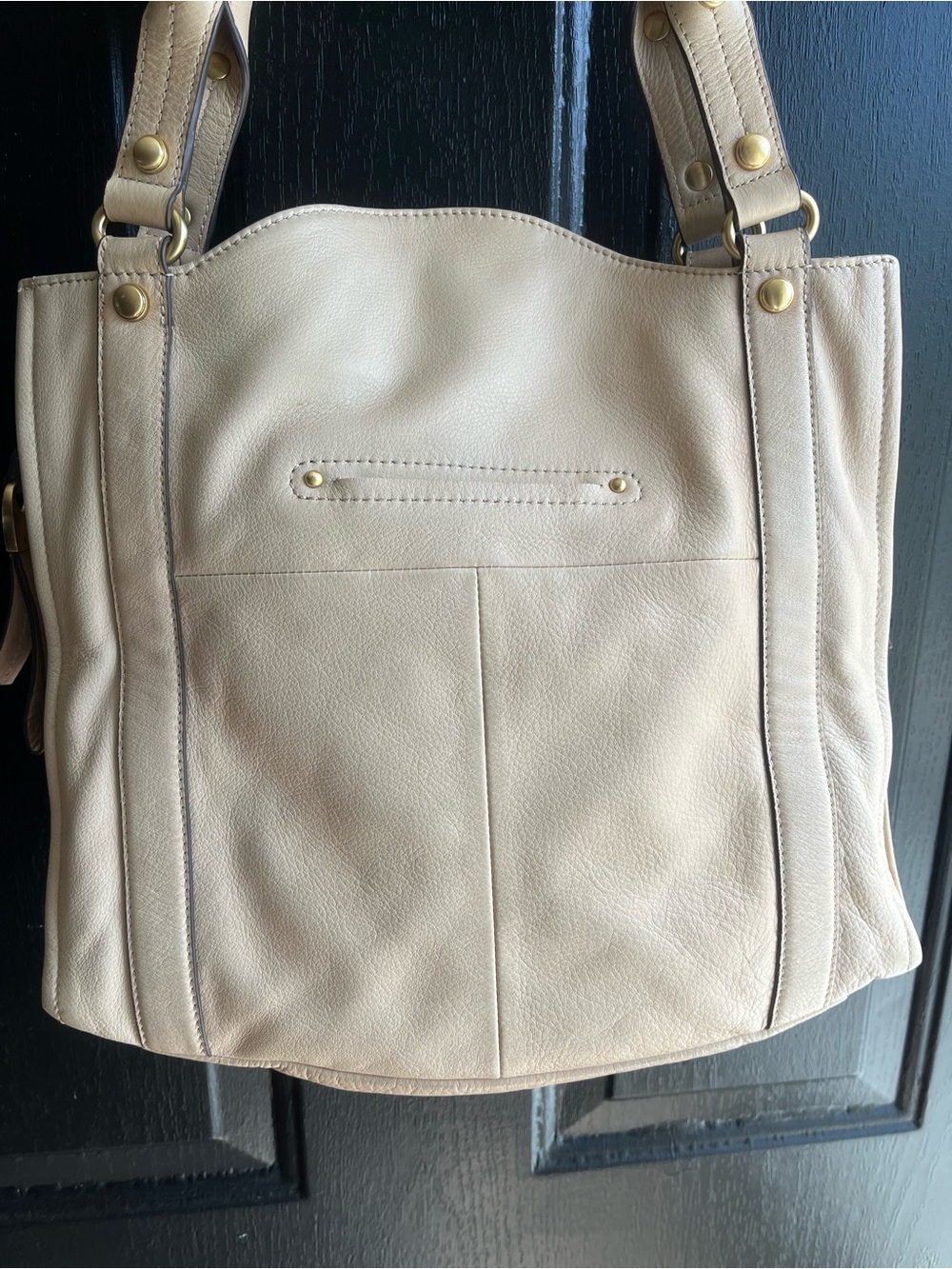 B Makowsky Light Beige Leather Shoulder Bag - Picture 5 of 10